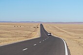Mongolia, East Mongolia, Steppe area, Landscape, hilly, Road in the great outdoors