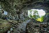 France, Drome, Vercors Regional Natural Park, le porche de la grotte de la Luire