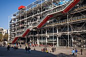 France, Paris, Les Halles district, Pompidou Center or Beaubourg, architects Renzo Piano, Richard Rogers and Gianfranco Franchini