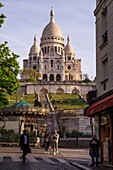 France, Paris, Montmartre hill, Sacre Coeur Basilica