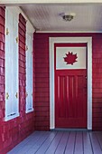 Canada, New Brunswick, Campobello Island, Welshpool, house with Canadian Maple Leaf designs