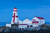 Canada, New Brunswick, Campobello Island, Head Harbour Lightstation lighthouse, dusk