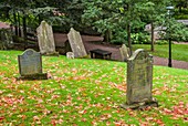 Canada, New Brunswick, Saint John, gravestone at the Loyalist Burial Ground, historic cemetary dating from 1784