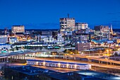 Canada, New Brunswick, Saint John, skyline from Fort Howe, dusk