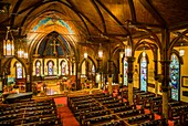 Canada, Nova Scotia, Lunenburg, Unesco World Heritage fishing village, St. John's Anglican Chruch, built in 1753 and rebuilt after a fire in 2001, interior