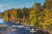 Canada, Nova Scotia, Margaree Centre, autumn view of the Northeast Margaree River