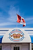 Canada, Nova Scotia, Cabot Trail, Cheticamp, La Boulangerie Aucoin, Acadian Bakery, sign