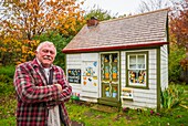 Canada, Nova Scotia, Digby, Maud Lewis House Replica built by Murray Ross, perfect replica of painter Maude Lewis's house now on display at the Art Gallery of Nova Scotia in Halifax, building Murray Ross, MR-CAN-18_05, ER-CAN-18-02