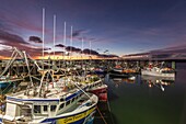 Canada, Nova Scotia, Digby, port area, world's largest scallop boat fleet, dawn