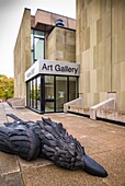 Canada, Prince Edward Island, Charlottetown, Road Kill Crows, sculpture by Gerald Beaulieu made of old tires, outside Confederation Centre of the Arts