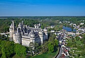 France, Oise, the castle of Pierrefonds (aerial view)