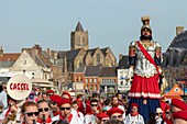 France, Nord, Cassel, spring carnival, parade of the heads and dance of the Giants Reuze dad and Reuze mom, listed as intangible cultural heritage of humanity