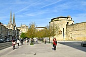 France, Gironde, Bordeaux, area listed as World Heritage by UNESCO, district of the Town Hall, Ha castle, Saint Andre Cathedral and Pey-Berland tower is the bell tower of the Saint Andre cathedral