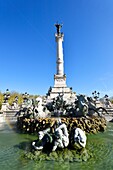 France, Gironde, Bordeaux, area classified World Heritage, Quinconces district, Quinconces square and the Monument of the Girondins