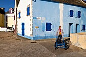France, Finistere, Iroise Sea, Iles du Ponant, Parc Naturel Regional d'Armorique (Armorica Regional Natural Park), Ile de Sein, labelled Les Plus Beaux de France (The Most Beautiful Village of France), without a car on the island, luggage and equipment are transported with carts