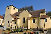 France, Haute Saone, Montjustin et Velotte, Saint Just, church, graveyard