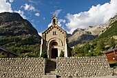 France, Isere, massif of Oisans, National Park of Ecrins, in the hamlet of Berarde, the chapel