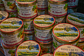 Tins of tea in Bois Cheri Tea Shop, Savanne District, Mauritius, Indian Ocean, Africa