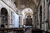 Architektonisches Detail von San Filippo Neri, einer römisch-katholischen Kirche im spätbarocken Stil, der größten Kirche der Stadt, Turin, Piemont, Italien, Europa