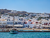 Alter Hafen und Chora Waterfront, Mykonos-Stadt, Insel Mykonos, Kykladen, Griechische Inseln, Griechenland, Europa