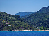 View towards the Agios Nikolaos Chapel, Potami, Karlovasi, Samos Island, North Aegean, Greek Islands, Greece, Europe