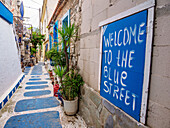 The Blue Street, Pythagoreio, Samos Island, North Aegean, Greek Islands, Greece, Europe