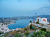 Kirche des Propheten Elias oberhalb der Stadt Agia Marina, Insel Leros, Dodekanes, Griechische Inseln, Griechenland, Europa