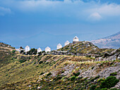 Windmills of Pandeli, Leros Island, Dodecanese, Greek Islands, Greece, Europe