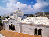 Kirche der Panagia i Diasozousa, Jungfrau Maria die Retterin, Blick von oben, Patmos Chora, Insel Patmos, Dodekanes, Griechische Inseln, Griechenland, Europa