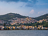 Ano Vathy und die Uferpromenade von Samos-Stadt bei Sonnenaufgang, Insel Samos, Nordägäis, Griechische Inseln, Griechenland, Europa