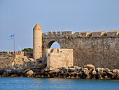 Defensive Wall of the Medieval Old Town, Rhodes City, Rhodes Island, Dodecanese, Greek Islands, Greece, Europe