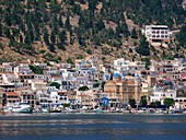View towards the Church of Saint Nicholas, Pothia (Kalymnos Town), Kalymnos Island, Dodecanese, Greek Islands, Greece, Europe
