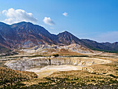 Stefanos Vulkankrater, Blick von oben, Insel Nisyros, Dodekanes, Griechische Inseln, Griechenland, Europa