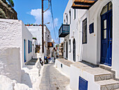 Straße der Stadt Mandraki, Insel Nisyros, Dodekanes, Griechische Inseln, Griechenland, Europa