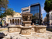 Morosini-Brunnen auf dem Löwenplatz, Stadt Heraklion, Kreta, Griechische Inseln, Griechenland, Europa