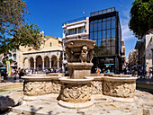 Morosini Fountain at the Lion Square, City of Heraklion, Crete, Greek Islands, Greece, Europe