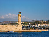 Lighthouse at the Old Venetian Port, City of Rethymno, Rethymno Region, Crete, Greek Islands, Greece, Europe
