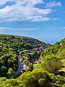 Straße zum Arkadi Kloster, Blick von oben, Region Rethymno, Kreta, Griechische Inseln, Griechenland, Europa