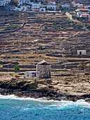 Windmill on the coast near Fri, Kasos Island, Dodecanese, Greek Islands, Greece, Europe