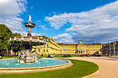Schlossplatz Stuttgart, Neues Schloss, Brunnen, Stuttgart, Bundesland Baden-Württemberg, Deutschland, Europa
