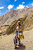 Woman on trail near Ollantaytambo, Peru, South America