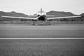 Single engine airplane at rural airport
