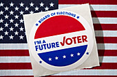 Future voter sticker on American flag
