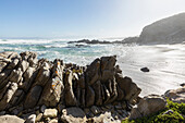 South Africa, Hermanus, Sea and rocky coast in Walker Bay Nature Reserve