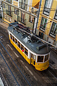 Tram in the streets of Lisbon