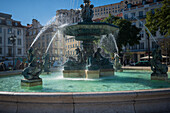 The monumental fountains of Rossio Square in Lisbon