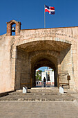 La Puerta del Conde or the Count's Gate in the defensive wall around the colonial city of Santo Domingo, Dominican Republic. UNESCO World Heritage Site of the Colonial City of Santo Domingo.