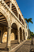 Alcazar de Colon or Columbus Palace in the Spanish Plaza, Colonial City of Santo Domingo, Dominican Republic. Built by governor Diego Columbus between 1510 and 1514. UNESCO World Heritage Site of the Colonial City of Santo Domingo.