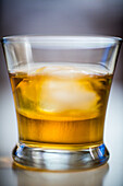 Single Malt Whisky Shot With Ice Cube