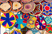 Abu Simbel, Aswan, Egypt. Colorful basket souvenirs at a tourist shop. (Editorial Use Only)